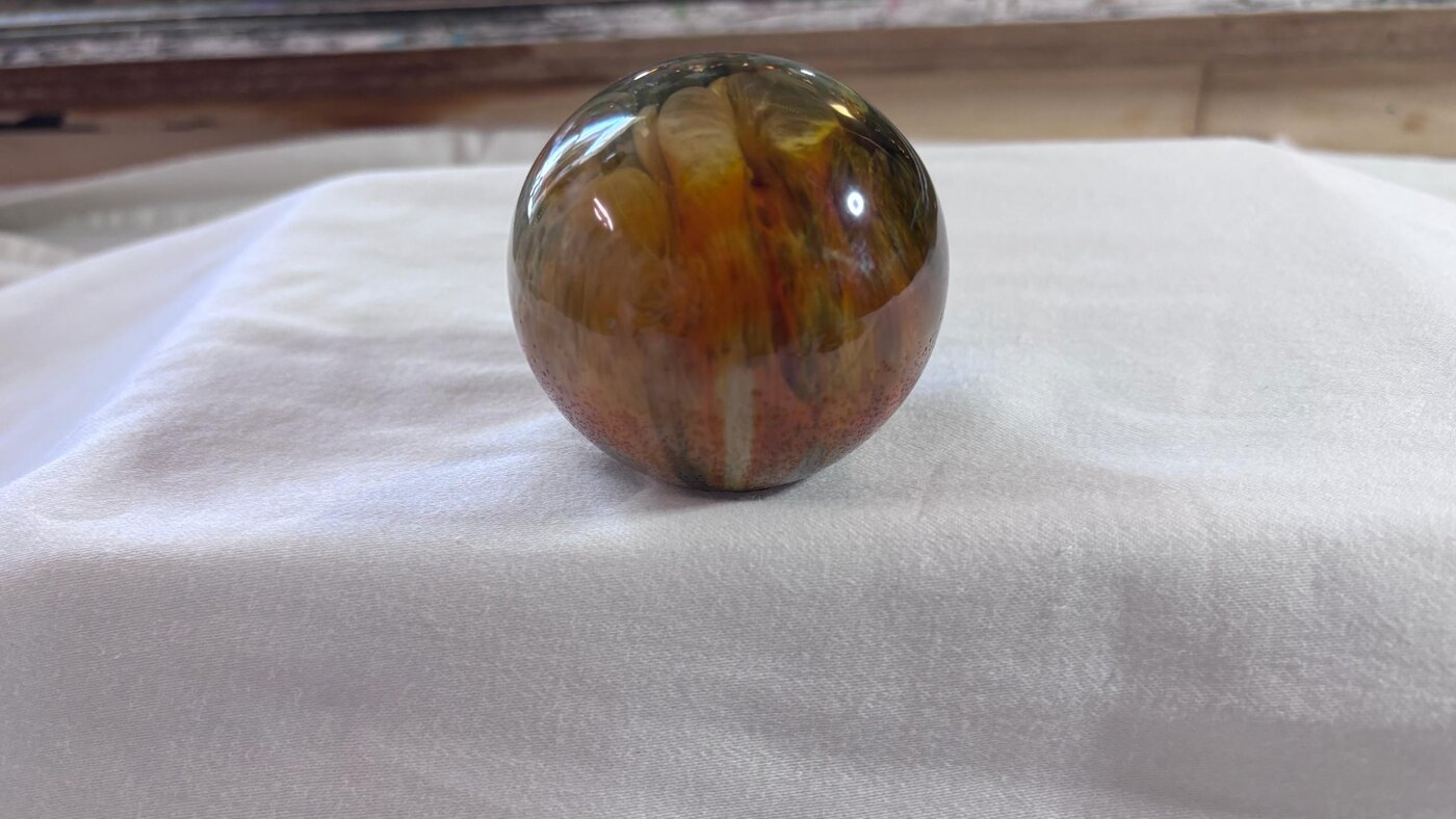 Amber floral handmade resin sphere
