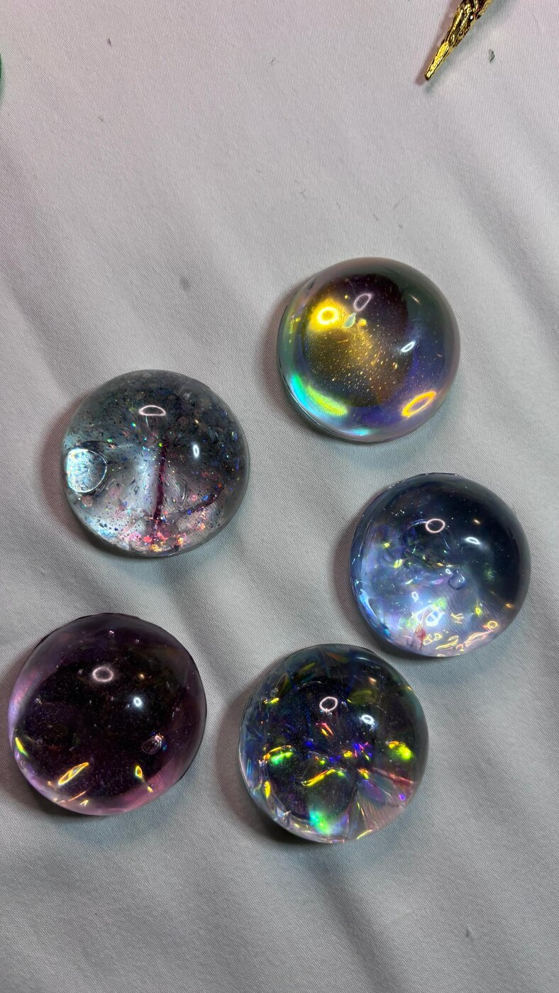 Dark galaxy handmade resin dome set