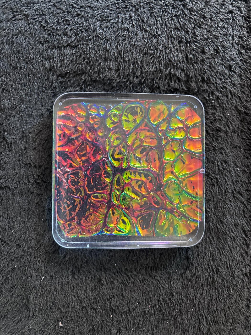 Square iridescent handmade resin coaster
