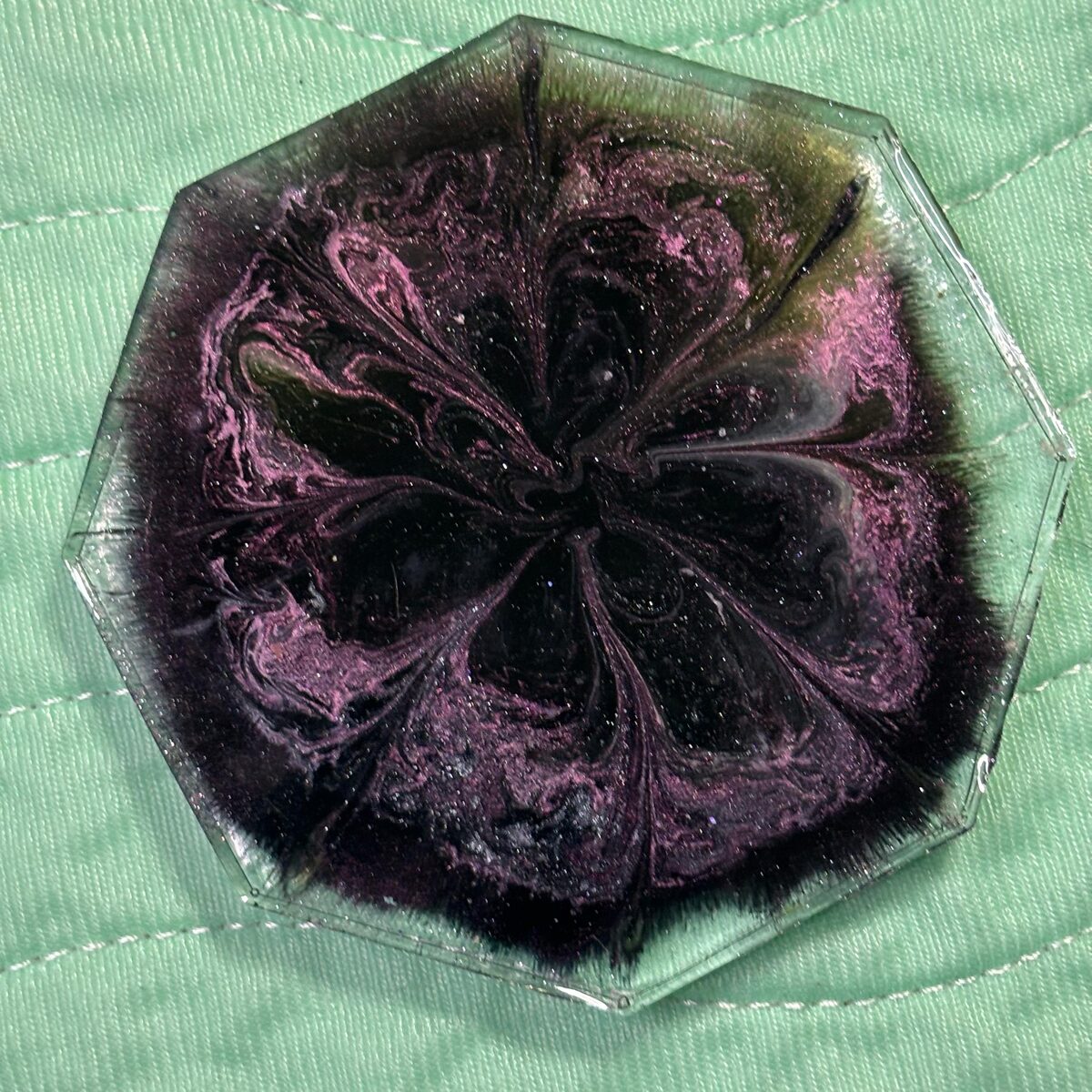 Dark purple and black swirled octagon resin tray